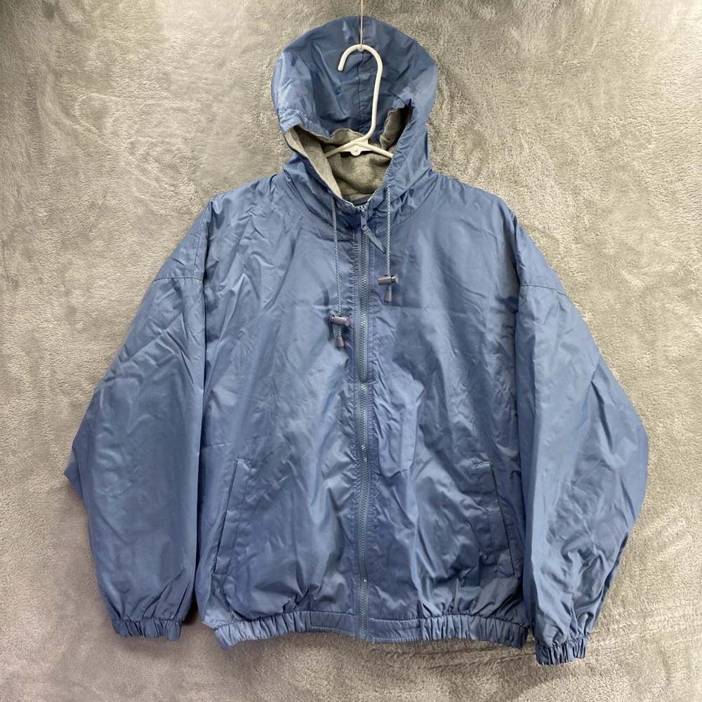 Aqua Togs Blue Hooded Lightweight Windbreaker Jacket Men's S Athletic